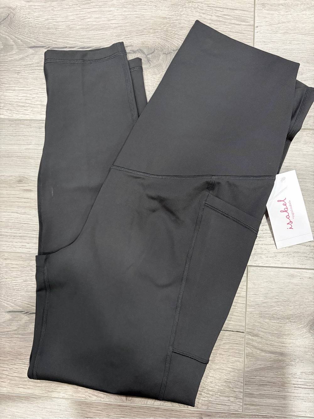 Ingrid & Isabel Black Maternity Leggings with Side Pocket